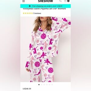 Brand New Sheshow Volleyball Long Pajama Set Size Small